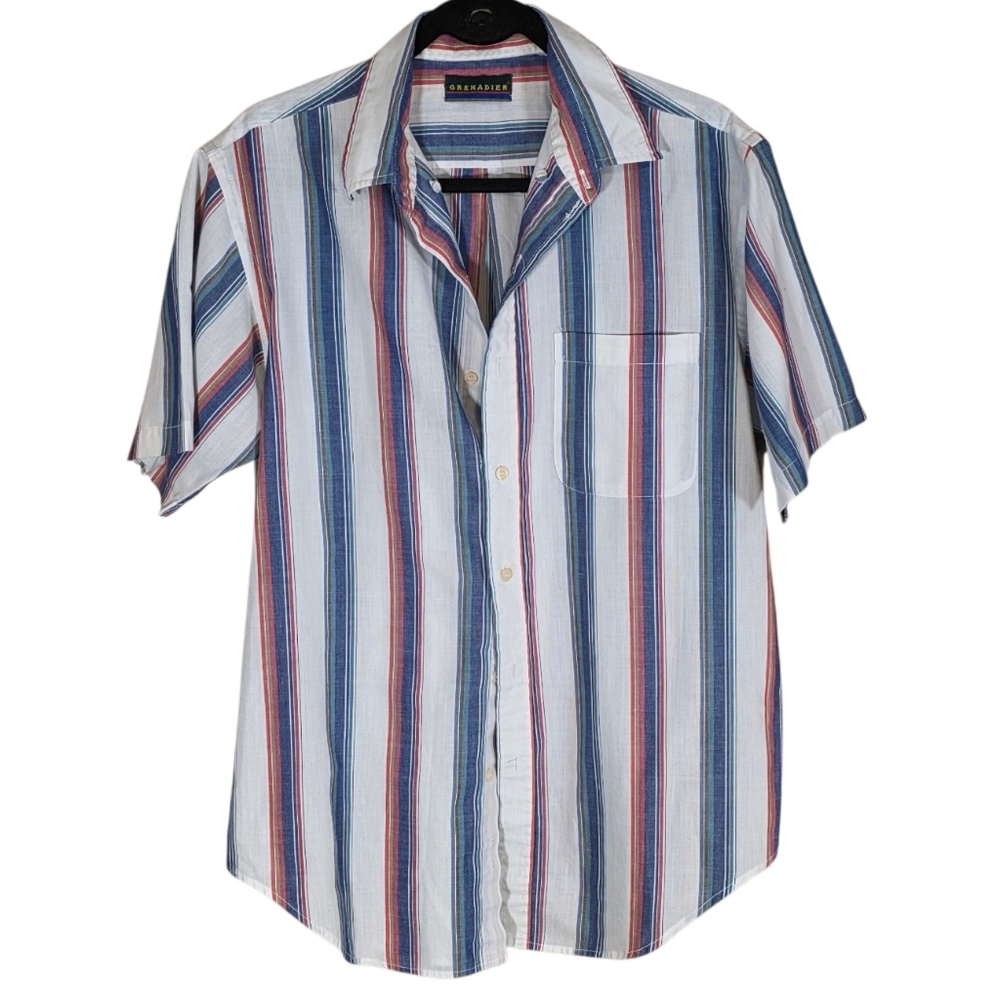 VNTG 70/80s Grenadier Striped Short Sleeve Button Down